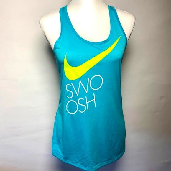 NWT NIKE Women Performance DRI-FIT Racerback LOGO SWOOSH Graphic Tank Top Run - Picture 4 of 7
